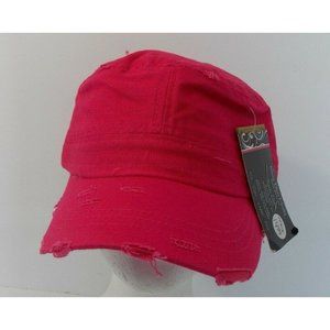 KBETHOS Women's Hot Pink Cadet Adjustable Cap Distressed NWT